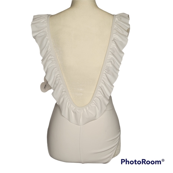 SUGAR Coast White Ruffled Swimsuit - Picture 6 of 12